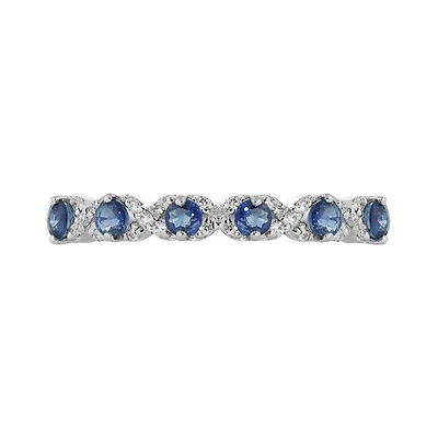 10K White Gold Sapphire & Diamond Ring