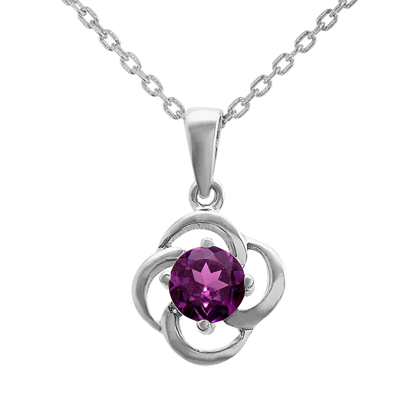 10K White Gold Rhodolite Flower Pendant