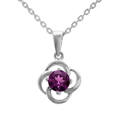 10K White Gold Rhodolite Flower Pendant
