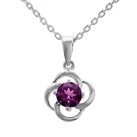10K White Gold Rhodolite Flower Pendant