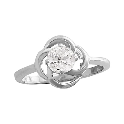 10K White Gold White Topaz Flower Ring