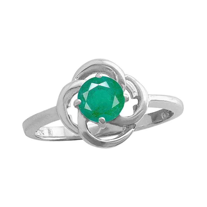 10K White Gold Emerald Flower Ring