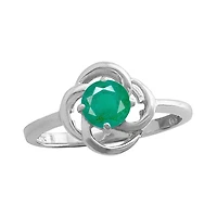 10K White Gold Emerald Flower Ring