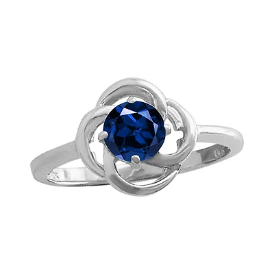10K White Gold Sapphire Flower Ring