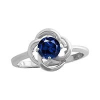 10K White Gold Sapphire Flower Ring