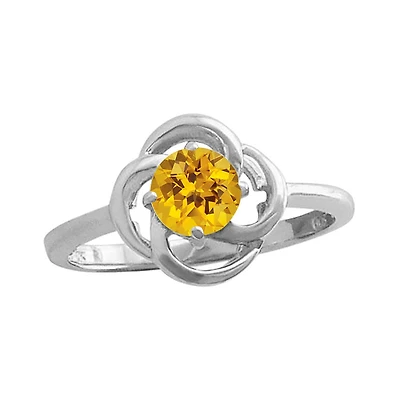 10K White Gold Citrine Flower Ring