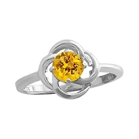 10K White Gold Citrine Flower Ring