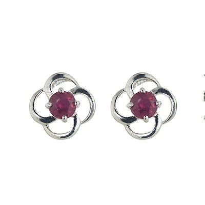 10KW Garnet Flower Earrings