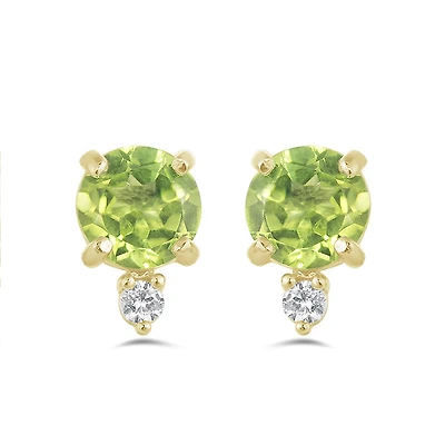 10K Yellow Gold Peridot & White Topaz Earrings