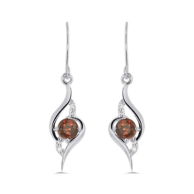 10K White Gold Garnet & Diamond Earrings