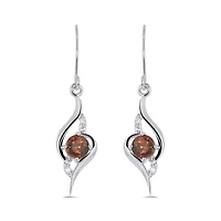 10K White Gold Garnet & Diamond Earrings
