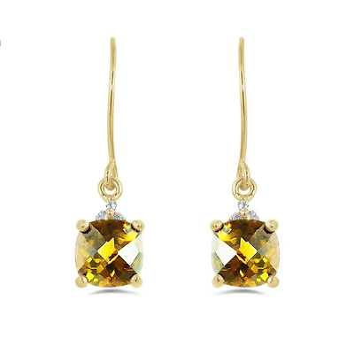 10K Yellow Gold Citrine & White Topaz Earrings