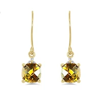 10K Yellow Gold Citrine & White Topaz Earrings