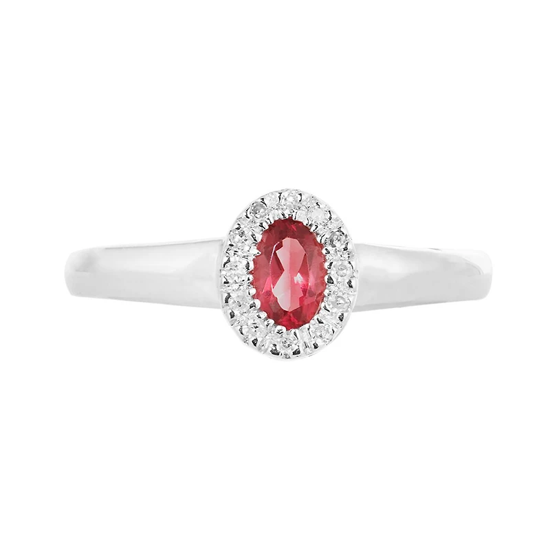 10K White Gold 0.05CTW Diamond and Ruby Halo Ring