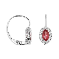 10K White Gold 0.10CTW Diamond and Ruby Halo Earrings
