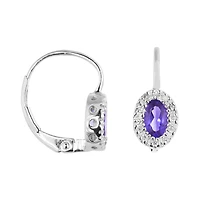 10K White Gold Amethyst & 0.10CTW Diamond Halo Earrings