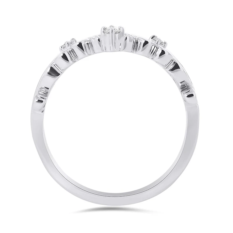 Sterling Silver Diamond Crown Ring