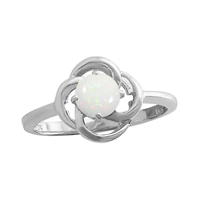 10K White Gold Opal Flower Ring