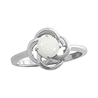 10K White Gold Opal Flower Ring