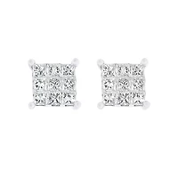 10K White Gold 0.25CTW Princessa Diamond Earrings