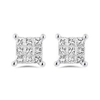 10K White Gold 0.50CTW Princessa Diamond Earrings