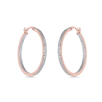 10K Rose and White 25mm Diamond Cut Hoop Earrings