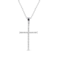 10K White Gold 0.10CTW Diamond Cross Pendant