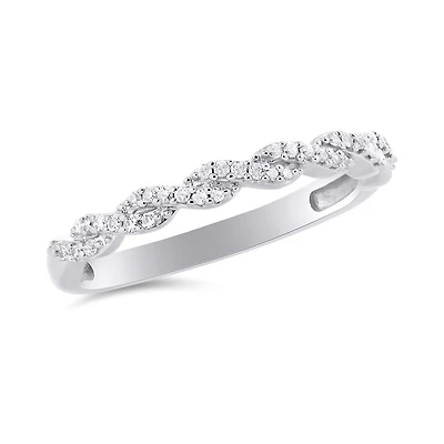 10K White Gold 0.11Ctw Stackable Diamond Ring