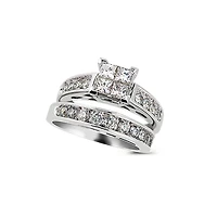 14K White Gold 1.00CTW Princessa Bridal Set