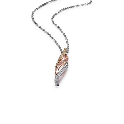 Elle "Ocean" 16+2" Three-Tone Cubic Zirconia Necklace