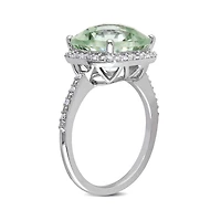 Julianna B 10K White Gold 0.10CTW Diamond & Green Quartz Ring
