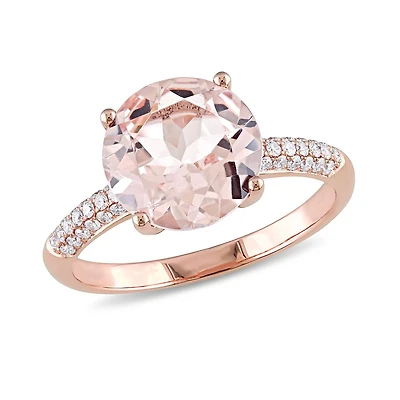 Julianna B 14K Rose Gold 0.20CTW Diamond & Morganite Ring