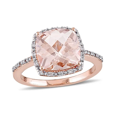 Julianna B 14K Rose Gold 0.10CTW Diamond & Morganite Ring