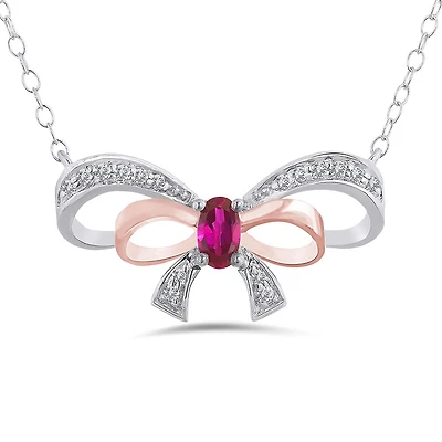 Enchanted Disney Sterling Silver 10K Rose Gold Diamond Necklace