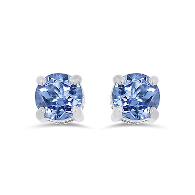 Sterling Silver Tanzanite 4.5Mm Stud Earrings