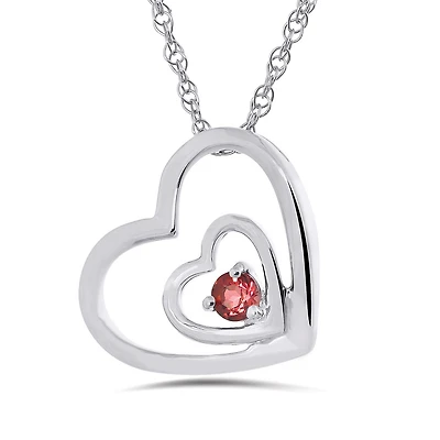 Sterling Silver Ruby Heart Pendant