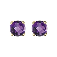 10K Yellow Gold Amethyst Stud Earrings