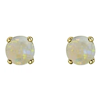 10K Yellow Gold Opal Stud Earrings