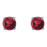 10K White Gold Garnet Stud Earrings
