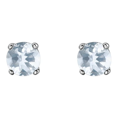 10K White Gold Aquamarine Stud Earrings