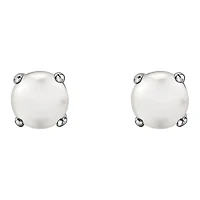 10K White Gold Pearl Stud Earrings