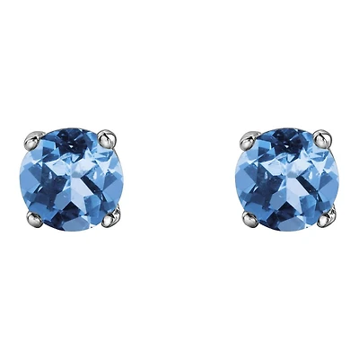 10K White Gold Blue Topaz Stud Earrings