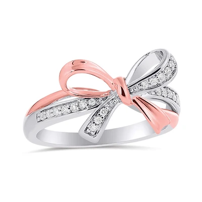 Enchanted Disney Sterling Silver 10K Rose Gold Diamond Ring
