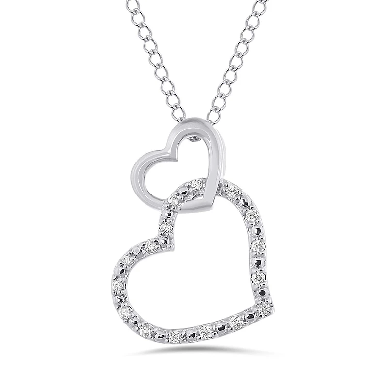 Sterling Silver Diamond Heart Pendant