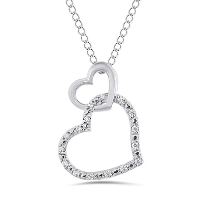 Sterling Silver Diamond Heart Pendant