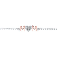 Sterling Silver & Rose Gold Diamond Mom Bracelet