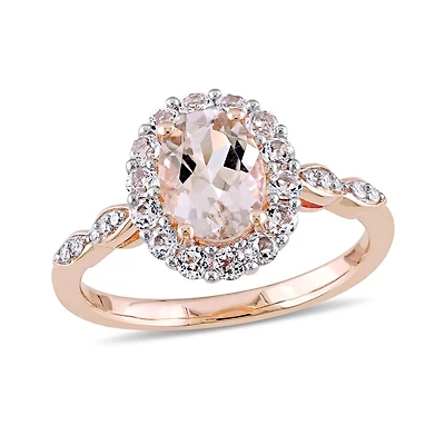 Julianna B 14K Rose Gold 0.05CTW Diamond Morganite and White Topaz Ring