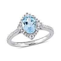 Julianna B 10K White Gold 0.24CTW Diamond Blue Topaz & White Sapphire Ring