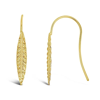 10K Yellow Gold Leaf Drop Earrings