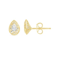 10K Yellow Gold Cubic Zirconia Pear Shape Stud Earrings